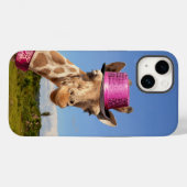 Giraffe in funkelnd-rosa Hut Case-Mate iPhone Hülle (Rückseite (Horizontal))