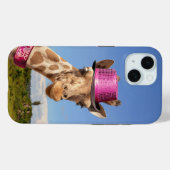 Giraffe in funkelnd-rosa Hut Case-Mate iPhone Hülle (Rückseite (Horizontal))