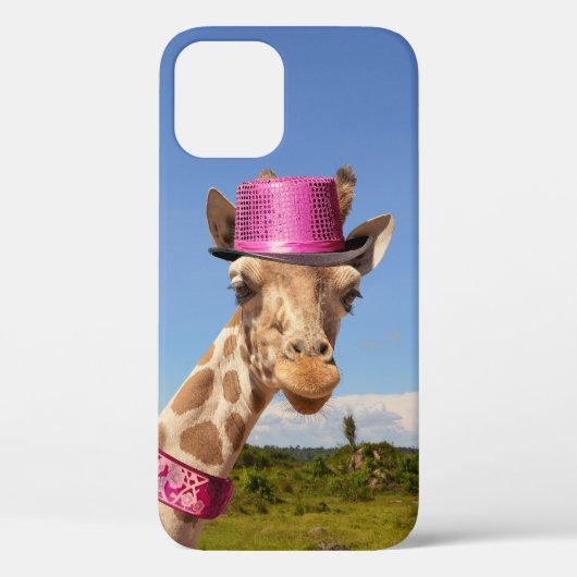 Giraffe in funkelnd-rosa Hut Case-Mate iPhone Hülle (Rückseite)