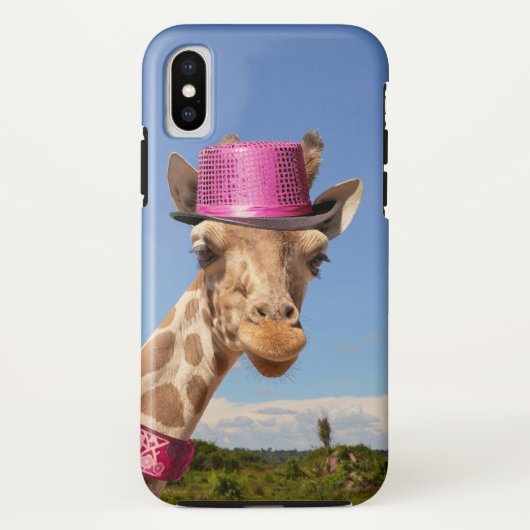 Giraffe in funkelnd-rosa Hut Case-Mate iPhone Hülle (Rückseite)
