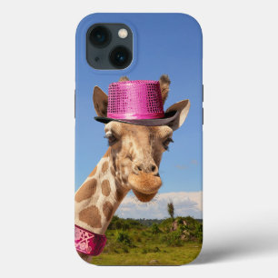 Giraffe in funkelnd-rosa Hut Case-Mate iPhone Hülle