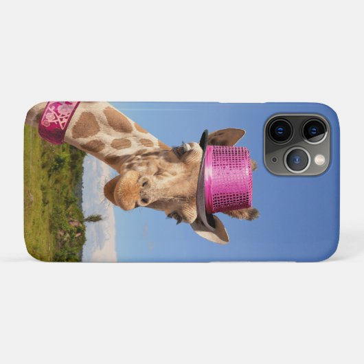 Giraffe in funkelnd-rosa Hut Case-Mate iPhone Hülle (Rückseite (Horizontal))