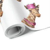 Giraffe in funkelnd-rosa Hut Geschenkpapier (Rolleneckpunkt)