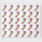Giraffe in funkelnd-rosa Hut Geschenkpapier (Flach)