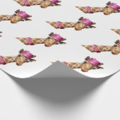 Giraffe in funkelnd-rosa Hut Geschenkpapier (Ecke)
