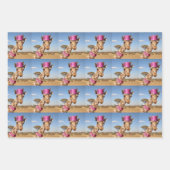 Giraffe in funkelnd-rosa Hut Geschenkpapier Set (Vorderseite 3)