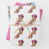 Giraffe in funkelnd-rosa Hut Geschenkpapier Set (Beispiel)