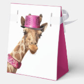 Giraffe in funkelnd-rosa Hut Geschenkschachtel (Rückseite)