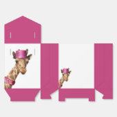 Giraffe in funkelnd-rosa Hut Geschenkschachtel (Ungefaltet)