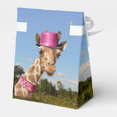 Giraffe in funkelnd-rosa Hut Geschenkschachtel (Rückseite)