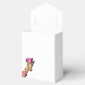 Giraffe in funkelnd-rosa Hut Geschenkschachtel (Geöffnet)