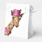 Giraffe in funkelnd-rosa Hut Geschenkschachtel (Rückseite)