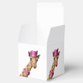 Giraffe in funkelnd-rosa Hut Geschenkschachtel (Geöffnet)