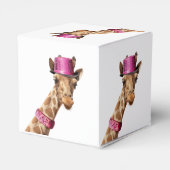 Giraffe in funkelnd-rosa Hut Geschenkschachtel (Rückseite)