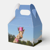Giraffe in funkelnd-rosa Hut Geschenkschachtel (Rückseite)