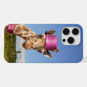 Giraffe in funkelnd-rosa Hut iPhone Hülle (Rückseite (Horizontal))