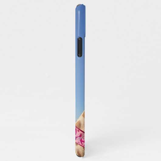 Giraffe in funkelnd-rosa Hut iPhone Hülle (Rechte Seite)