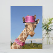 Giraffe in funkelnd-rosa Hut Karte (Stehend Vorderseite)