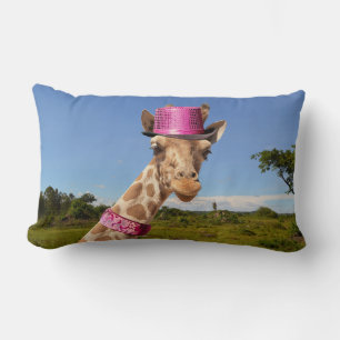 Giraffe in funkelnd-rosa Hut Lendenkissen