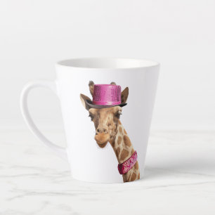 Giraffe in funkelnd-rosa Hut Milchtasse