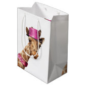 Giraffe in funkelnd-rosa Hut Mittlere Geschenktüte (Rückseite Schrägansicht)