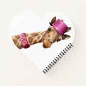 Giraffe in funkelnd-rosa Hut Notizblock (Rückseite)