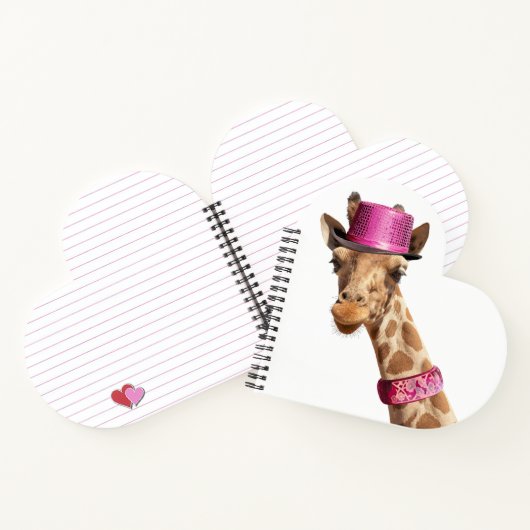 Giraffe in funkelnd-rosa Hut Notizblock (Innenseite)