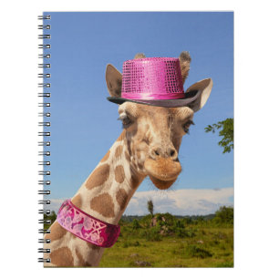 Giraffe in funkelnd-rosa Hut Notizblock