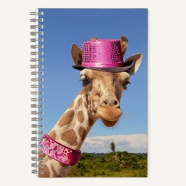 Giraffe in funkelnd-rosa Hut Notizblock