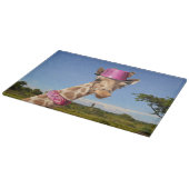 Giraffe in funkelnd-rosa Hut Schneidebrett (Ecke)