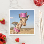 Giraffe in funkelnd-rosa Hut Serviette (Beispiel)