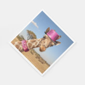 Giraffe in funkelnd-rosa Hut Serviette (Ecke)