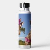 Giraffe in funkelnd-rosa Hut Trinkflasche (rechts)