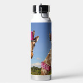 Giraffe in funkelnd-rosa Hut Trinkflasche (Links)
