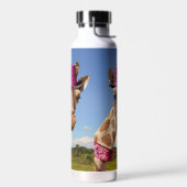 Giraffe in funkelnd-rosa Hut Trinkflasche (Links)