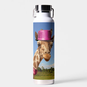 Giraffe in funkelnd-rosa Hut Trinkflasche