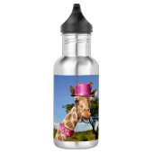 Giraffe in funkelnd rosa Hut Wasserflasche (Rechts)