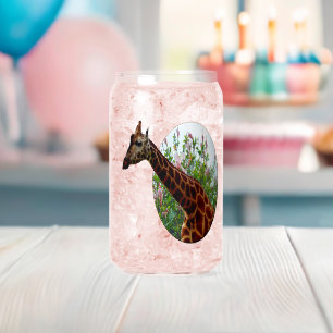 Giraffe in Hibiskus-Fenster Popot-Kunst, Dosenglas