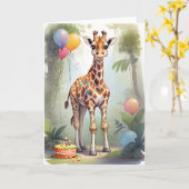 Giraffe in Jungle Celebrating | Karte (Gelbe Blume)