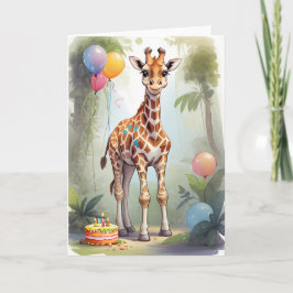 Giraffe in Jungle Celebrating | Karte