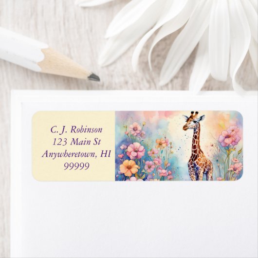 Giraffe in Pastel Garden (Insitu)