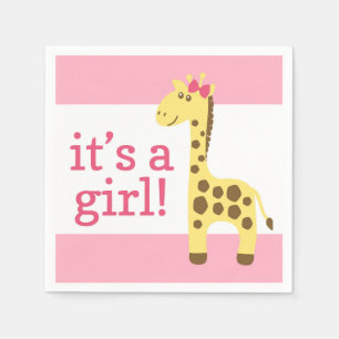 Giraffe in Pink Bow Babydusche für Mädchen Serviette