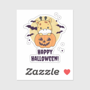 Giraffe in Pumpkin Niedliche Giraffen Happy Hallow Aufkleber