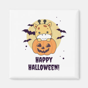 Giraffe in Pumpkin Niedliche Giraffen Happy Hallow Magnet
