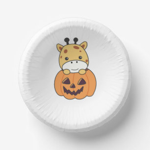 Giraffe in Pumpkin Niedliche Giraffen Happy Hallow Pappteller
