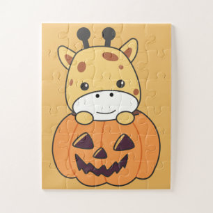 Giraffe In Pumpkin Niedliche Giraffen Happy Hallow Puzzle