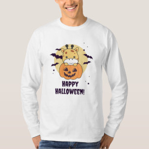 Giraffe in Pumpkin Niedliche Giraffen Happy Hallow T-Shirt