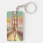 Giraffe in San Francisco auf der Golden Gate Bridg Schlüsselanhänger (Rückseite)