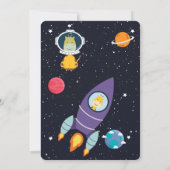 Giraffe in Space Baby Shower Space Navy Galaxie Einladung (Rückseite)