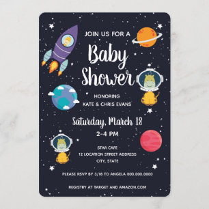 Giraffe in Space Baby Shower Space Navy Galaxie Einladung